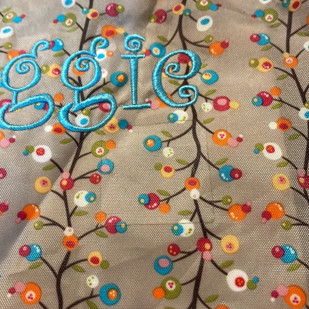 Cinch Sac bag Thirty-One embroidered name MAGGIE in teal‎